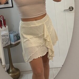 Asymmetrical Cream Wrap Skirt